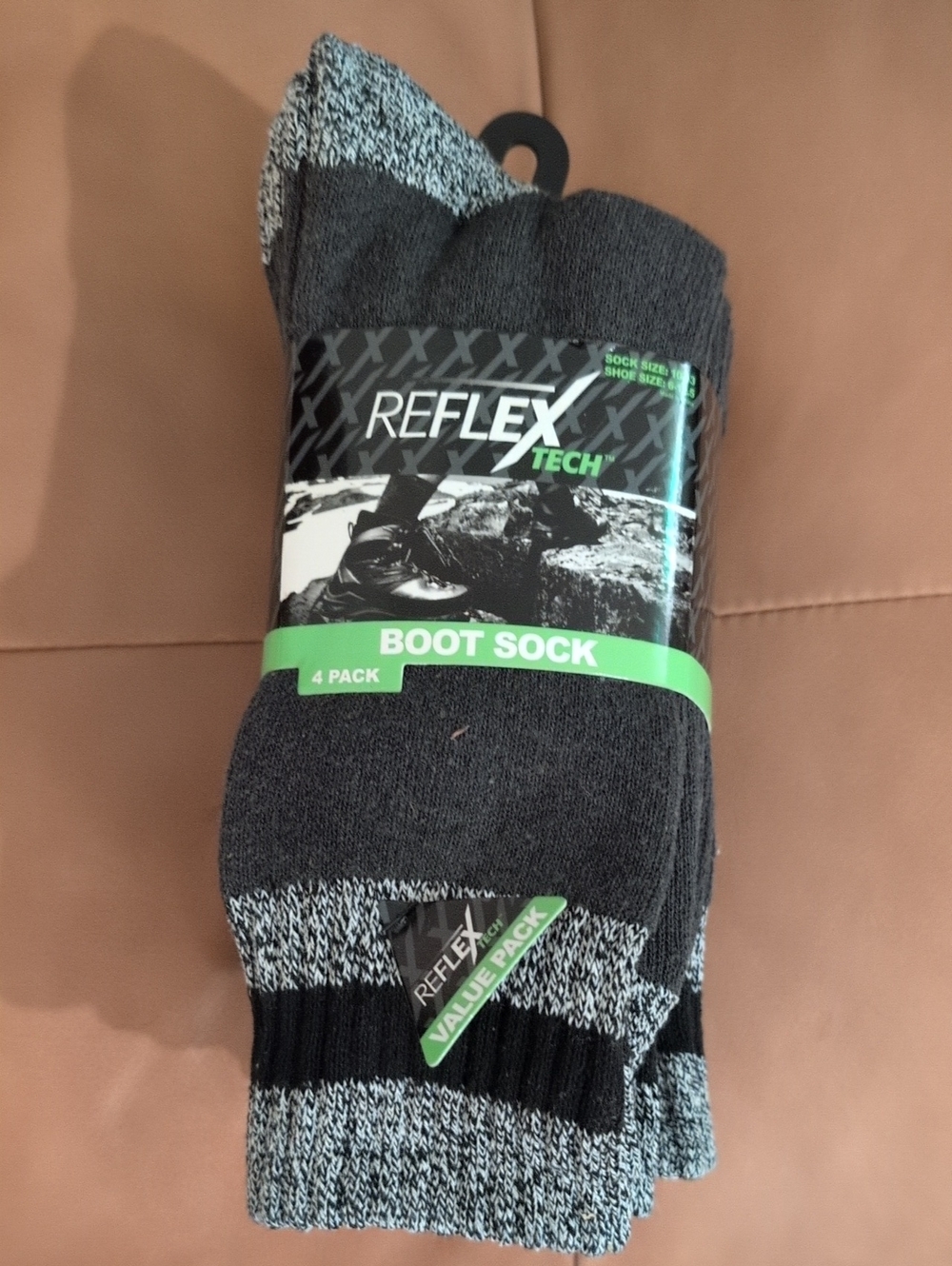 REFLEX Tech Men’s Black & Gray Boot Socks - 4 Pack